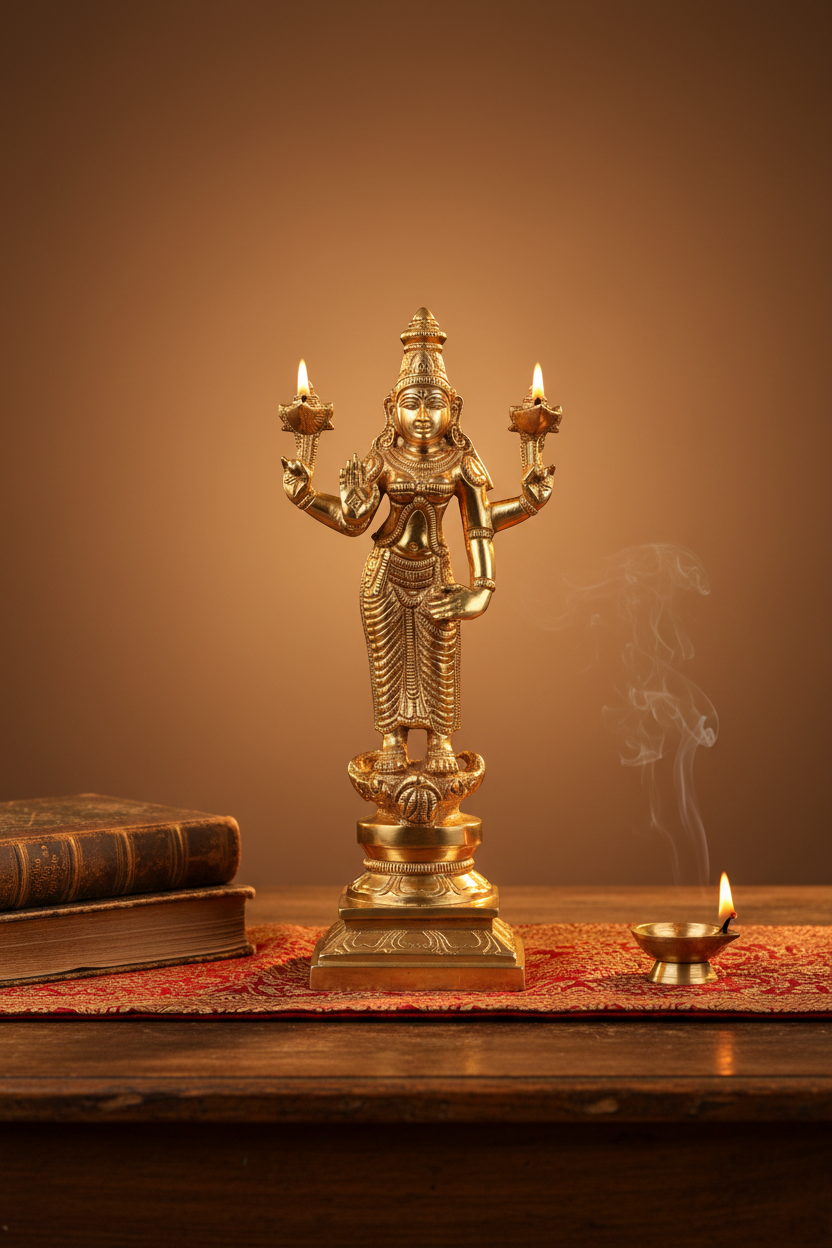 Vana Durga Devi Brass Statue 6 Inch Pure Brass Idol for Home Temple Pooja