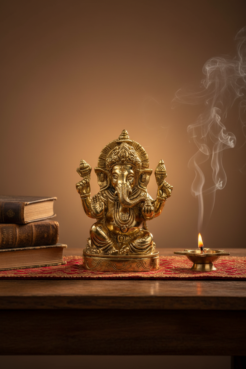 Vinayak Ganesha Brass Statue 4.3 Inch Handcrafted Idol for Home Temple Puja