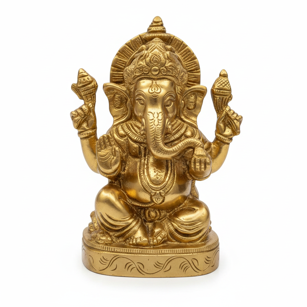 Vinayak Ganesha Brass Statue 4.3 Inch Handcrafted Idol for Home Temple Puja