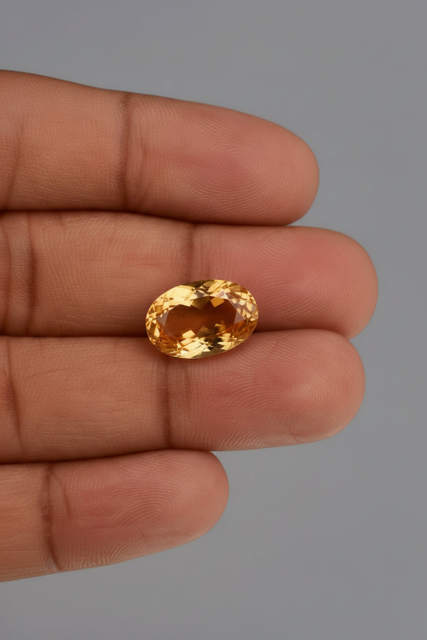Yellow Citrine Gemstone | 7–8 Carats | Natural & Certified