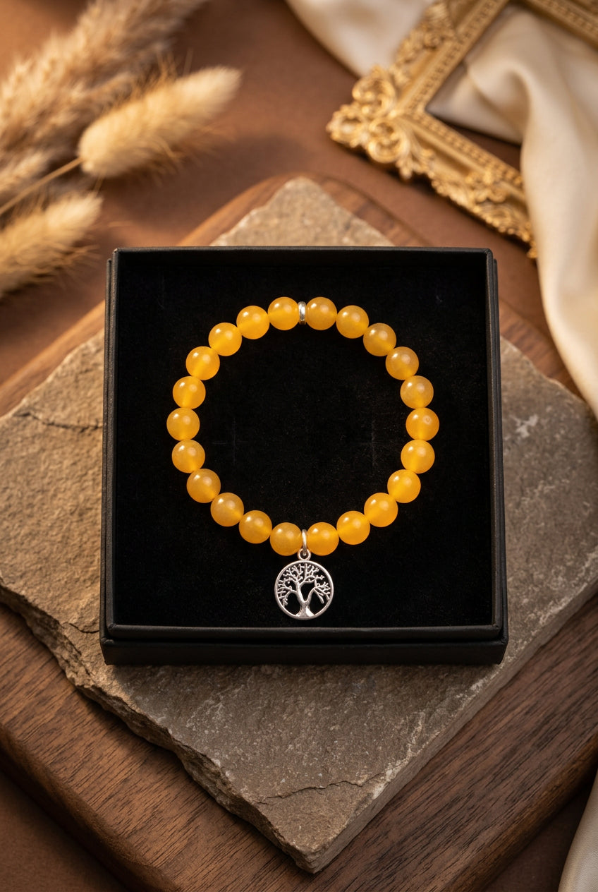 Yellow Jade Tree of Life Bracelet
