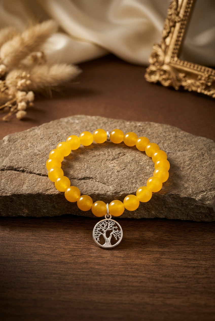 Yellow Jade Tree of Life Bracelet

