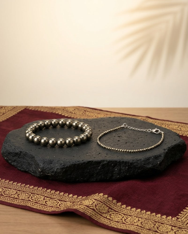 Pyrite Couple Combo | Raw Pyrite Bracelet & Raw Pyrite Anklet