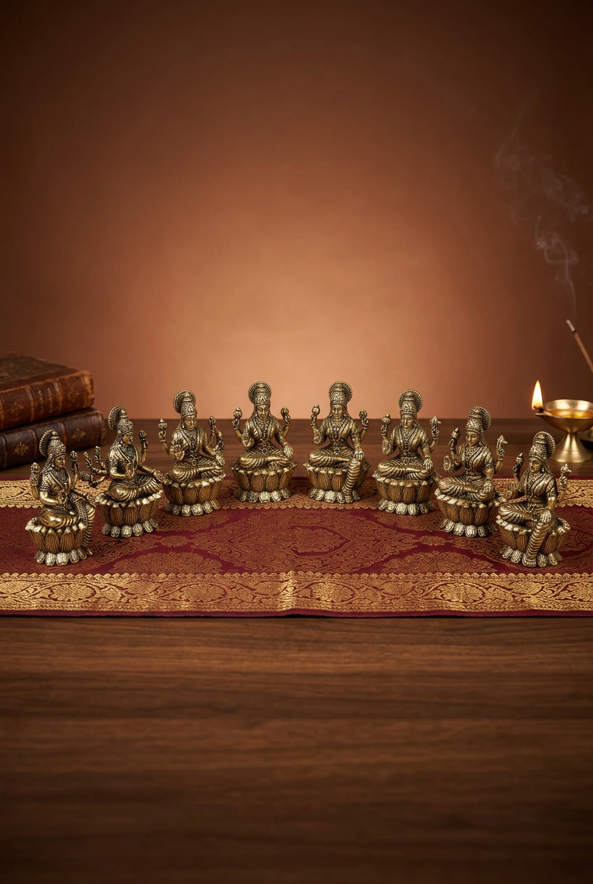 Ashta Lakshmi Ashtadhatu Idols Set All 8 Forms of Goddess Lakshmi