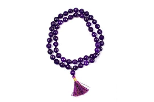 Amethyst Necklace Faceted (12 mm)-With Knots