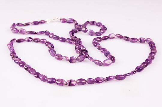 Amethyst Oval Mala-54 Beads (Size: 8 mm)