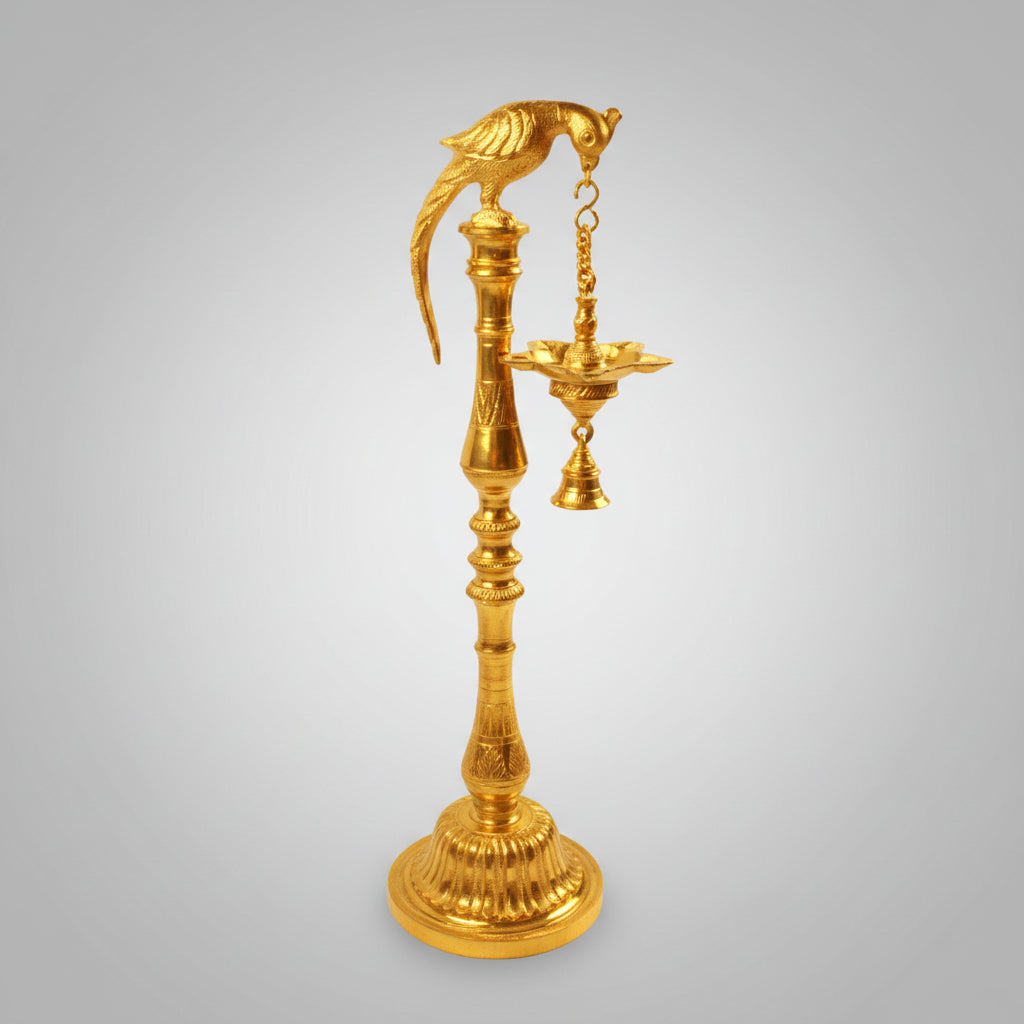 Five Wicked Parrot Oil Lamp In Brass-Set of 2