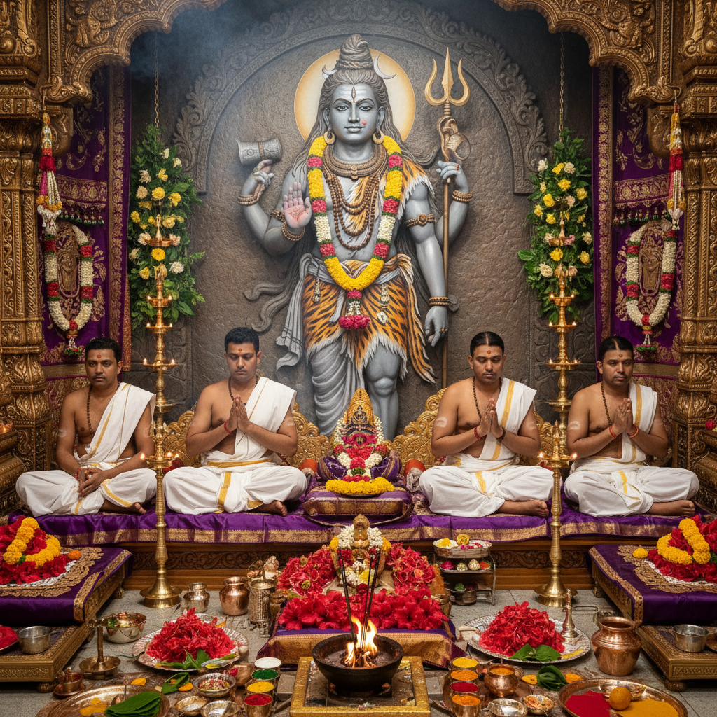 Ardhnarishwar lord in bg Puja, 5 pandis, square img