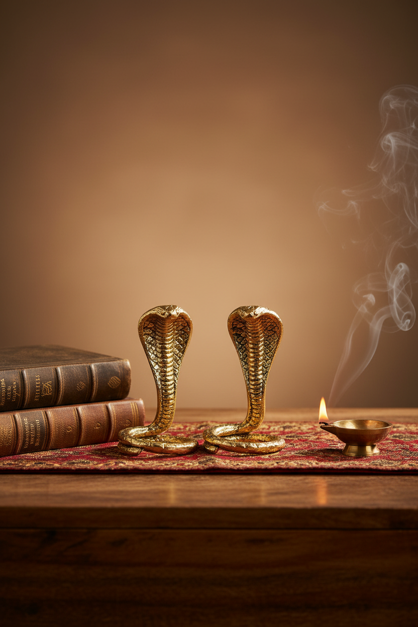 Ashtadhatu Naag Nagin Set Large - Premium Spiritual Product Photography