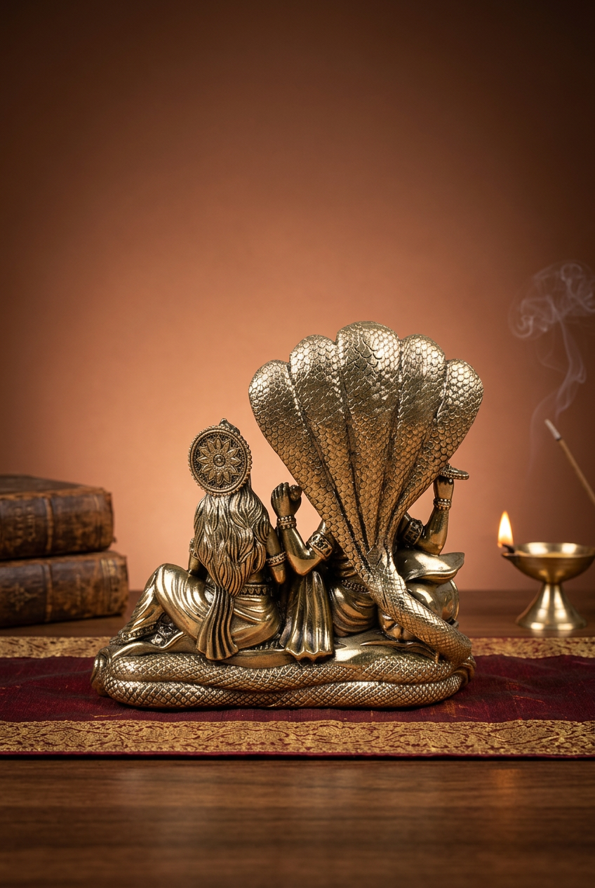 Anant Vishnu Lakshmi Sheshnaag Ashtadhatu Idol Energised Ananta Shesha Murti