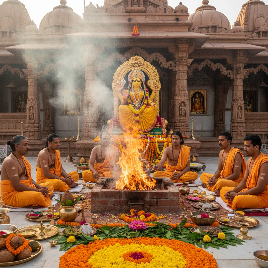 Baglamukhi Puja in bg and Havan at Nalkheda Temple Ujjain, 7 pandit, square img