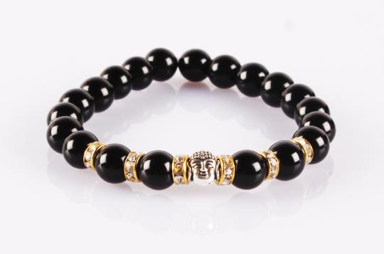 Black Agate Buddha Bracelet (I)