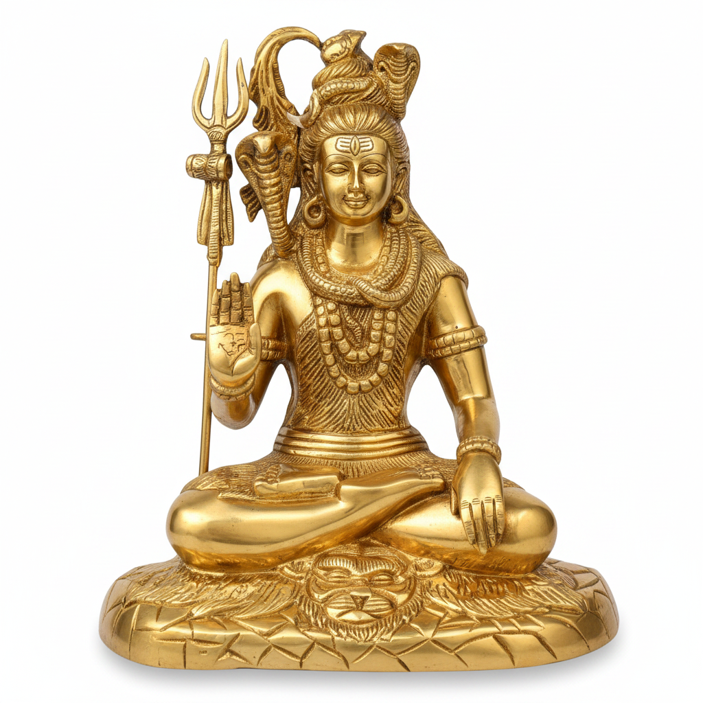 Blessing Shiva Brass Idol - White