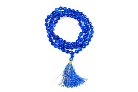 Blue Agate Mala-108+1 Beads (Size: 6 mm)