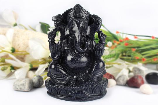 Blue Sunstone Ganesha Idol - 878 gms