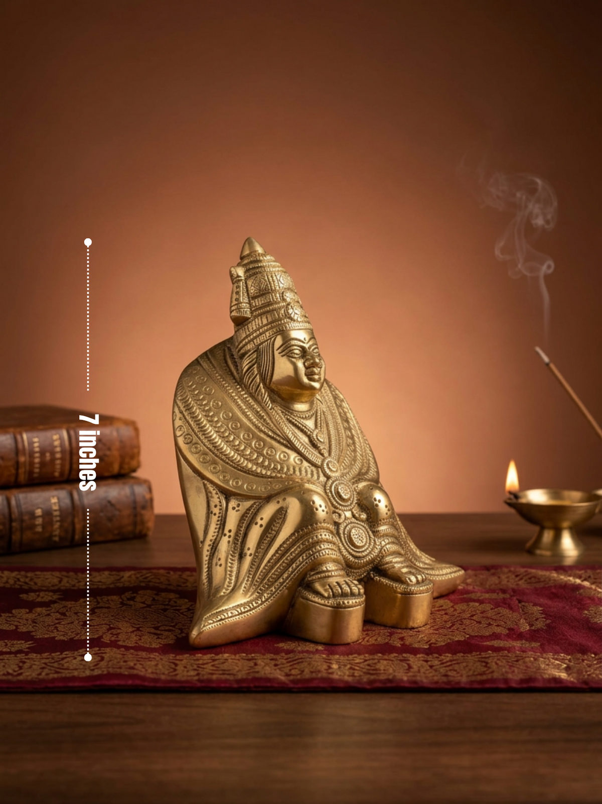 Tulja Bhavani Brass Murti 7 Inch Handcrafted Idol for Home Temple