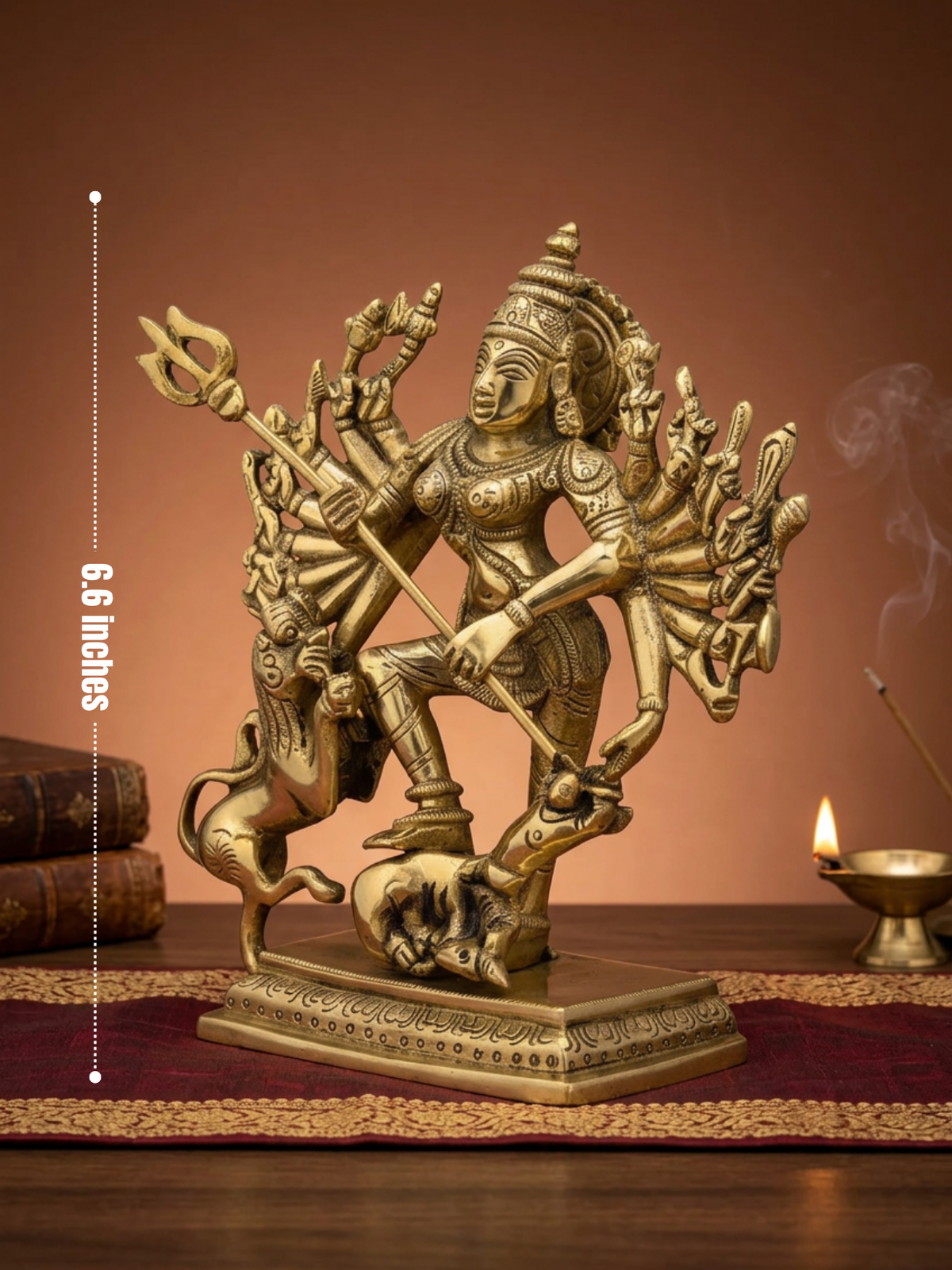 Mahishasura Mardini Brass Idol 6.6 Inch Premium Handcrafted Statue