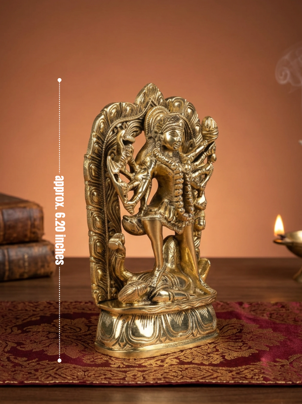 Kali Mata Brass Murti 6 Inch Handcrafted Idol for Home Temple