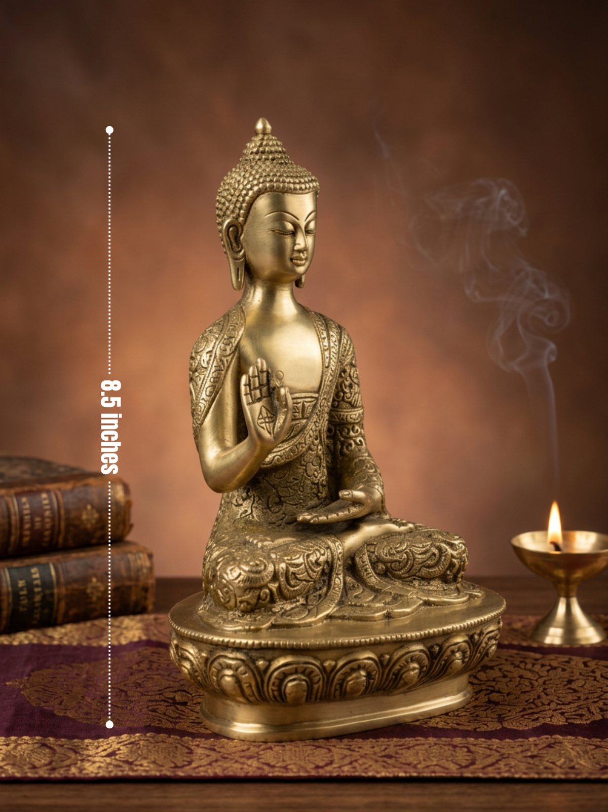 Blessing Gautam Buddha Brass Idol | Handcrafted Abhaya Mudra Murti for Home & Meditation