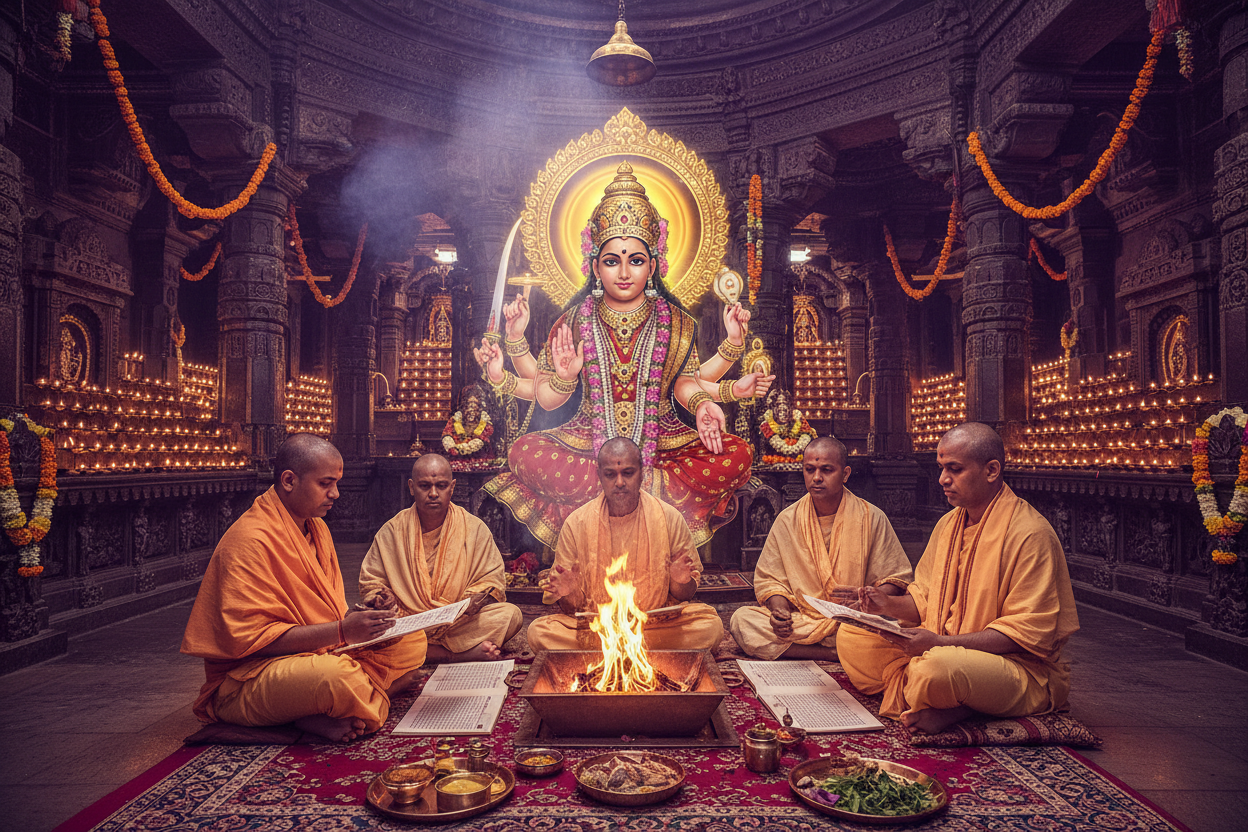 Chandi Paath and Hawan at Kamakhya Temple-Chandi Paath, also mention lord and pandits