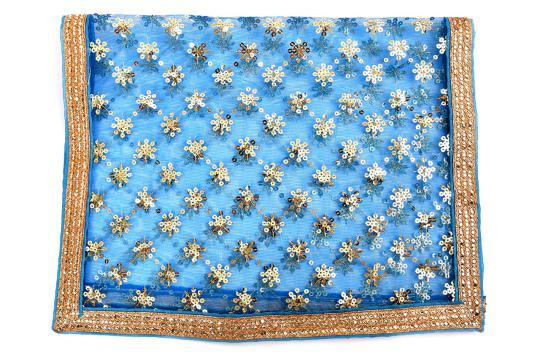 Golden Sequence Star Pattern Chunri with Golden Zari Border-White
