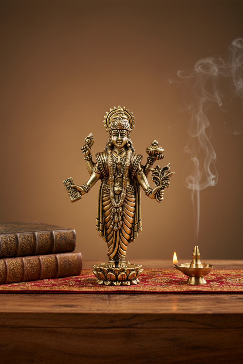 Dhanvantri Ashtadhatu Idol – Small | 3 Inches | Eight-Metal Sacred Murti - ManiMonk