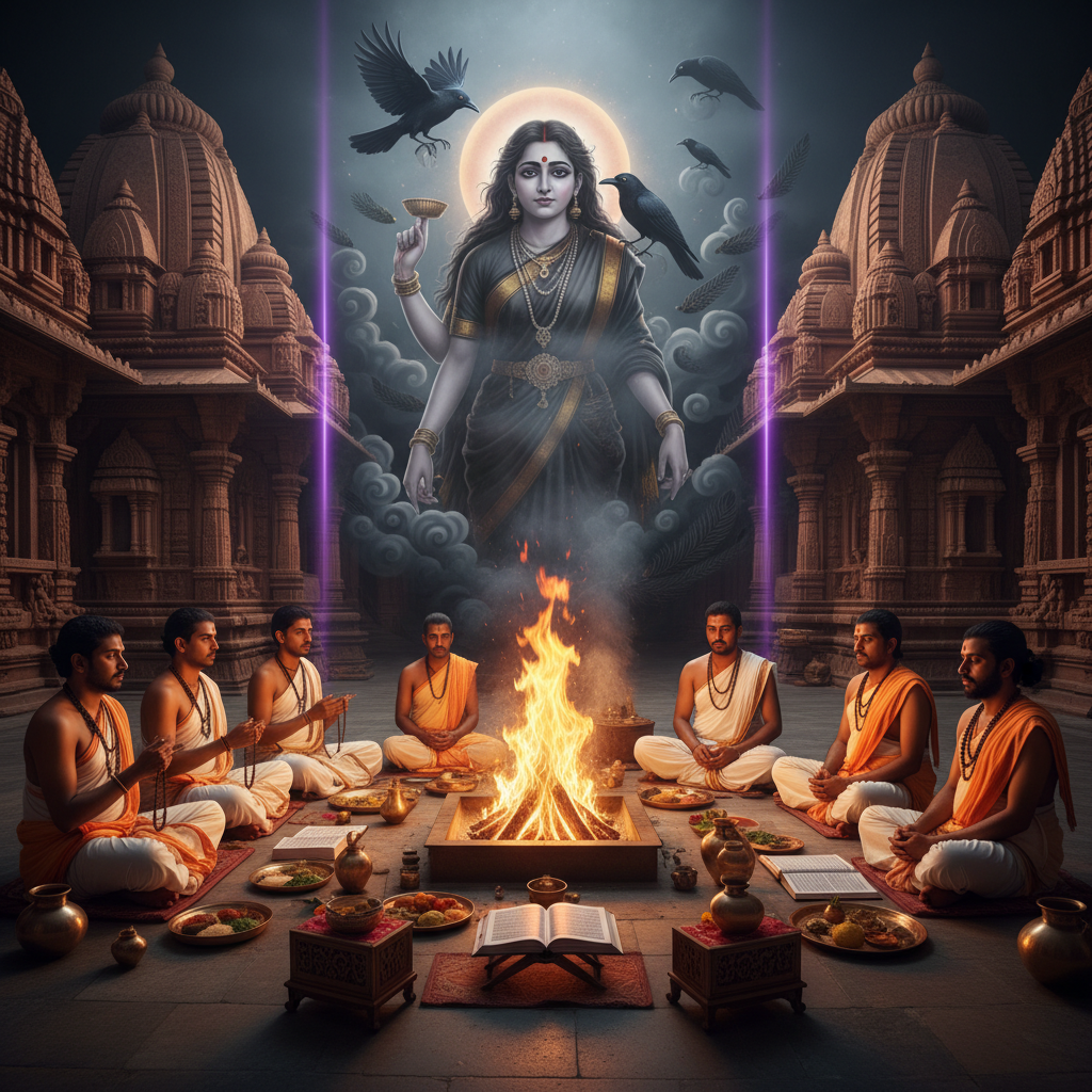 Dhumavati Devi in bg Puja mantra japa and homa at Kamakhya Temple, 8 pandit, square img