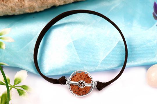 Durga Power (9 Mukhi) (Java)-Large-Silver Basket With Metallic Stretchable Band