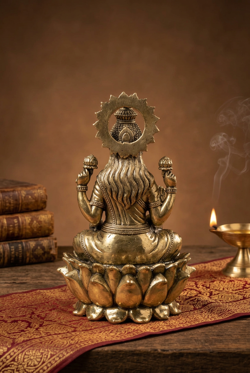 Goddess Lakshmi on Lotus Ashtadhatu Idol Kamal Lakshmi Energised Murti