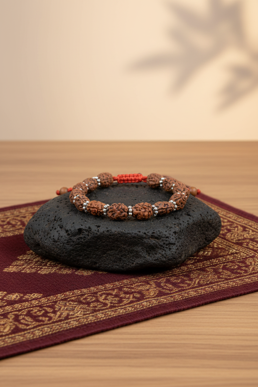Mani Monk Elite 2 Mukhi Rudraksha Chakri Bracelet in 925 Silver