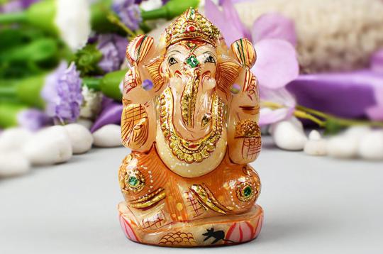 Exotic Yellow Jade Ganesh Idol - 334 gms