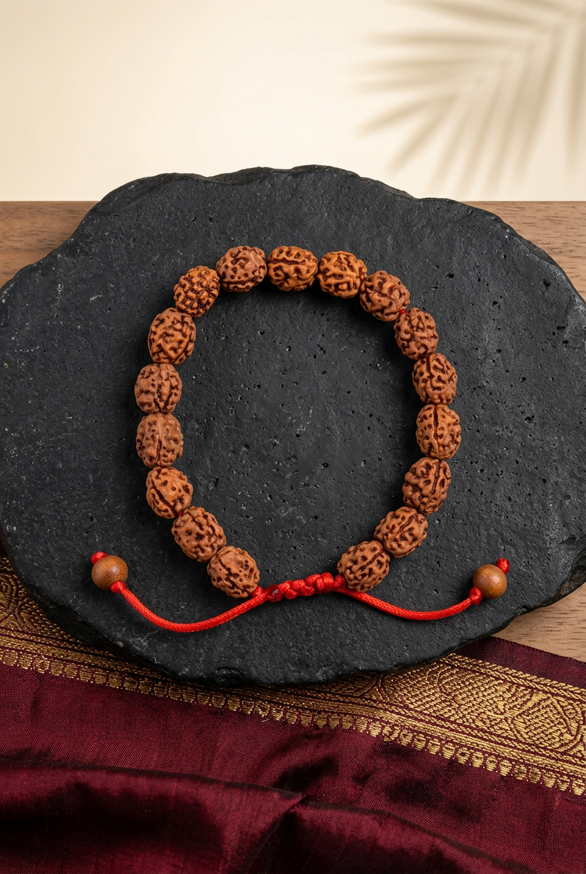 3 Mukhi Rudraksha Adjustable Bracelet for Confidence, Courage & Spiritual Wellbeing
