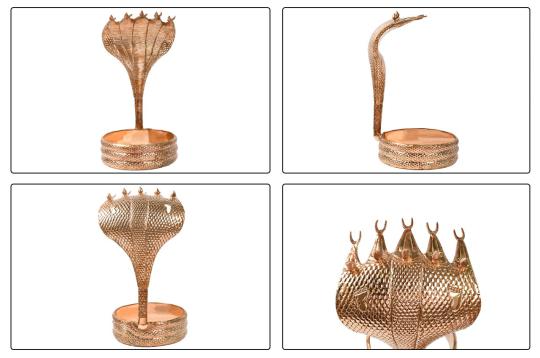 Five Headed SnakeVasuki) Copper Statue-1.125 kgs