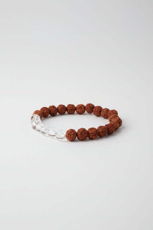 5 Mukhi Rudraksha Bracelet With White Crystals