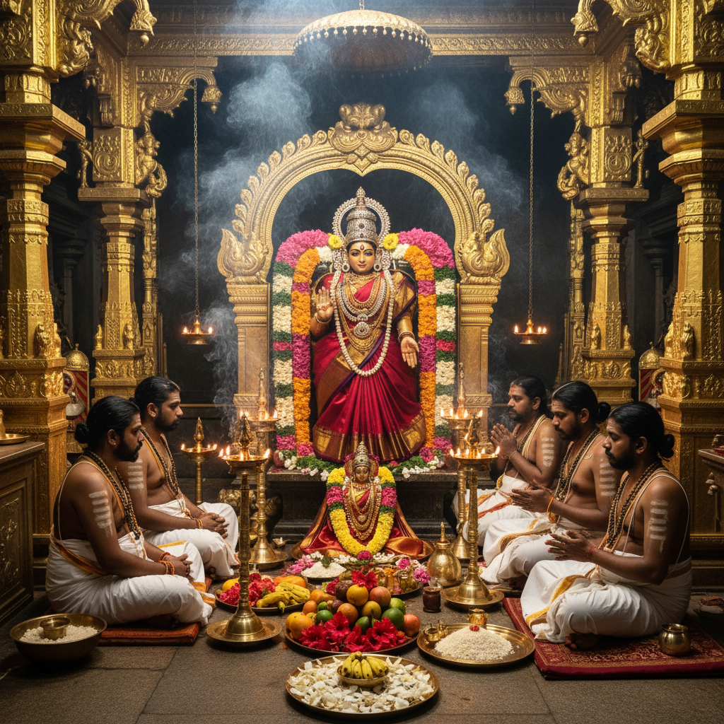 Goddess Kamakshi Puja at the Kamakshi Amman Temple, 7 pandits, square img