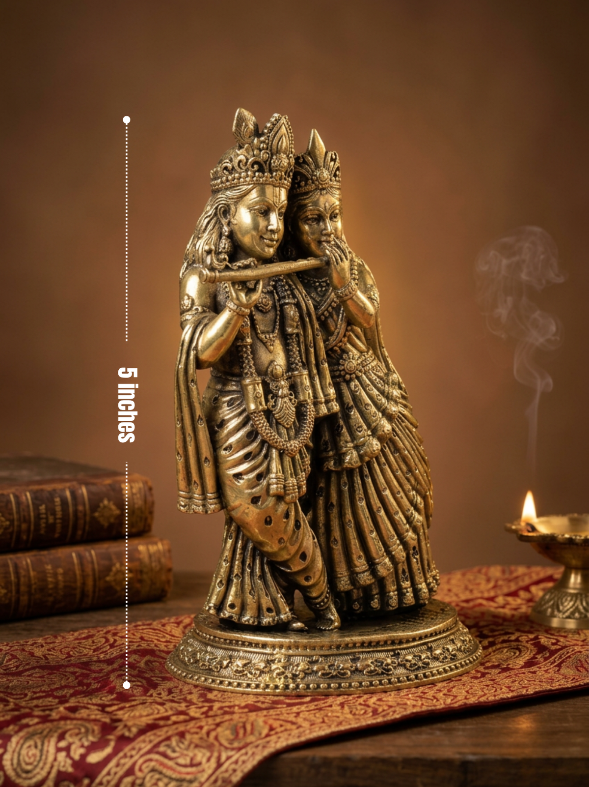 Radha Krishna Ashtadhatu Idol Large Energised Divine Couple Murti for Office Mandir