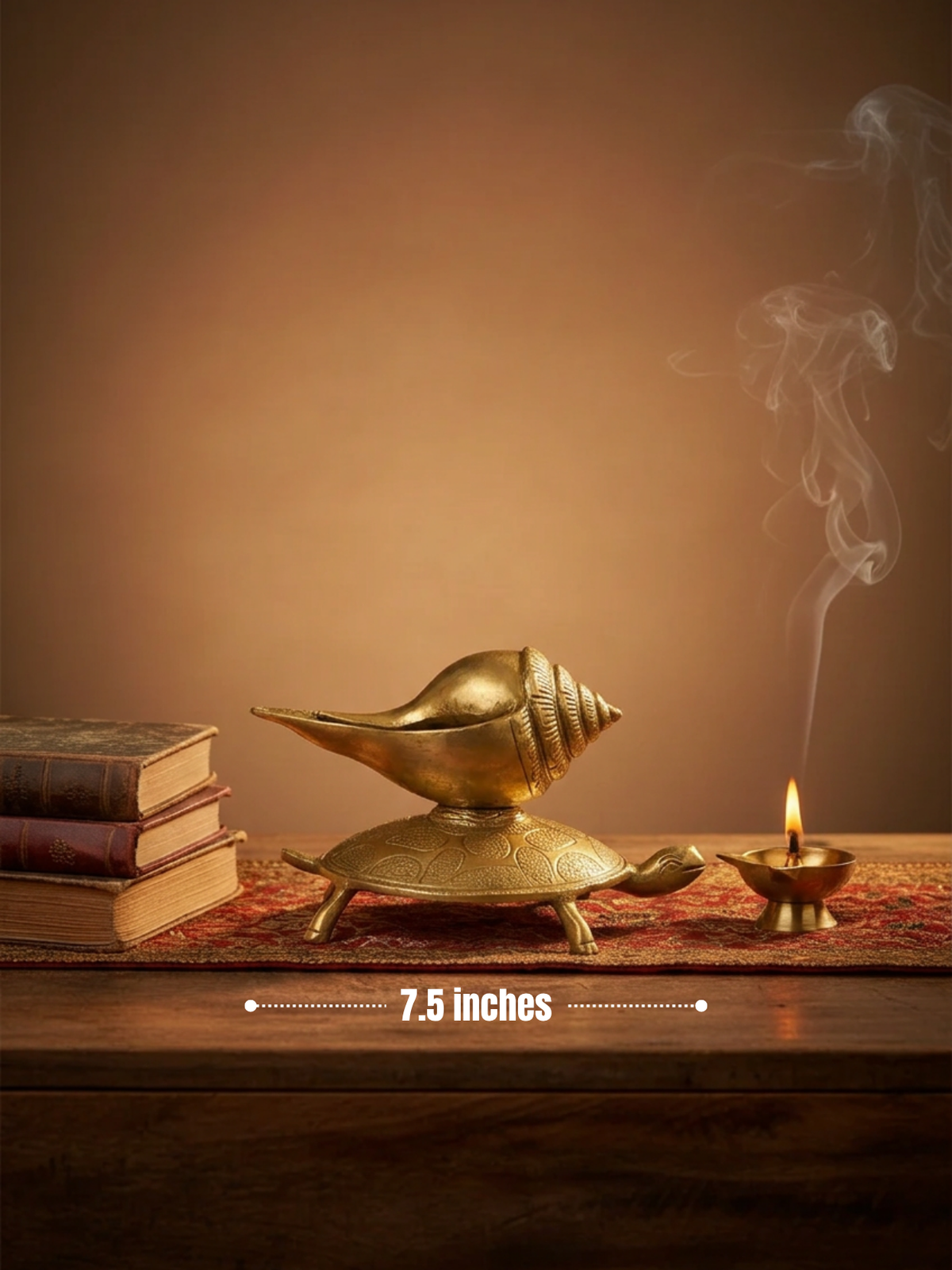 Dakshinavarti Shankh Right Handed Brass Conch Shell for Puja and Home Temple