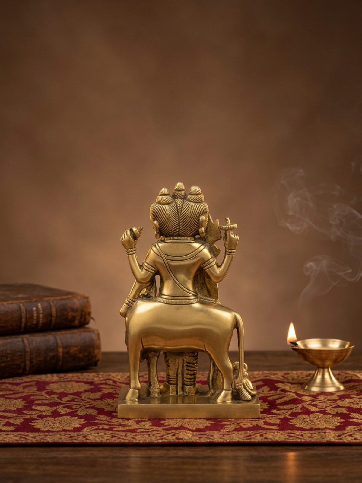 Pure Brass Lord Dattatreya Murti 6 Inch Handcrafted Idol for Home Mandir Puja Room and Gifting
