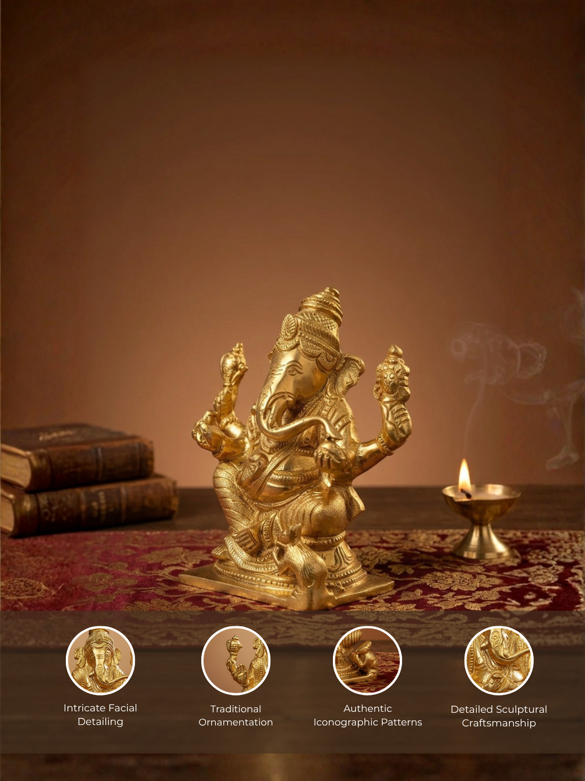Shree Ganesh Panchdhatu Idol Handcrafted Five Metal Ganesha Murti for Home Puja and Temple Decor