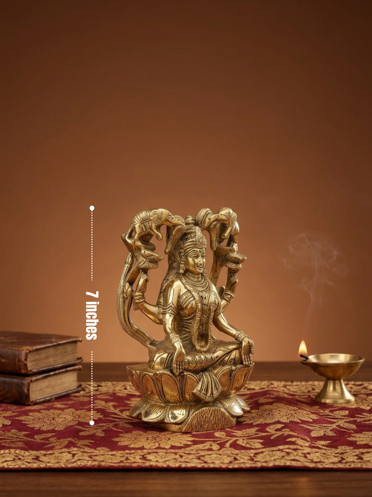 Gajalakshmi Brass Statue 7 Inch Heavy Handcrafted Elephant Goddess Lakshmi Idol for Home Temple and Premium Gifting