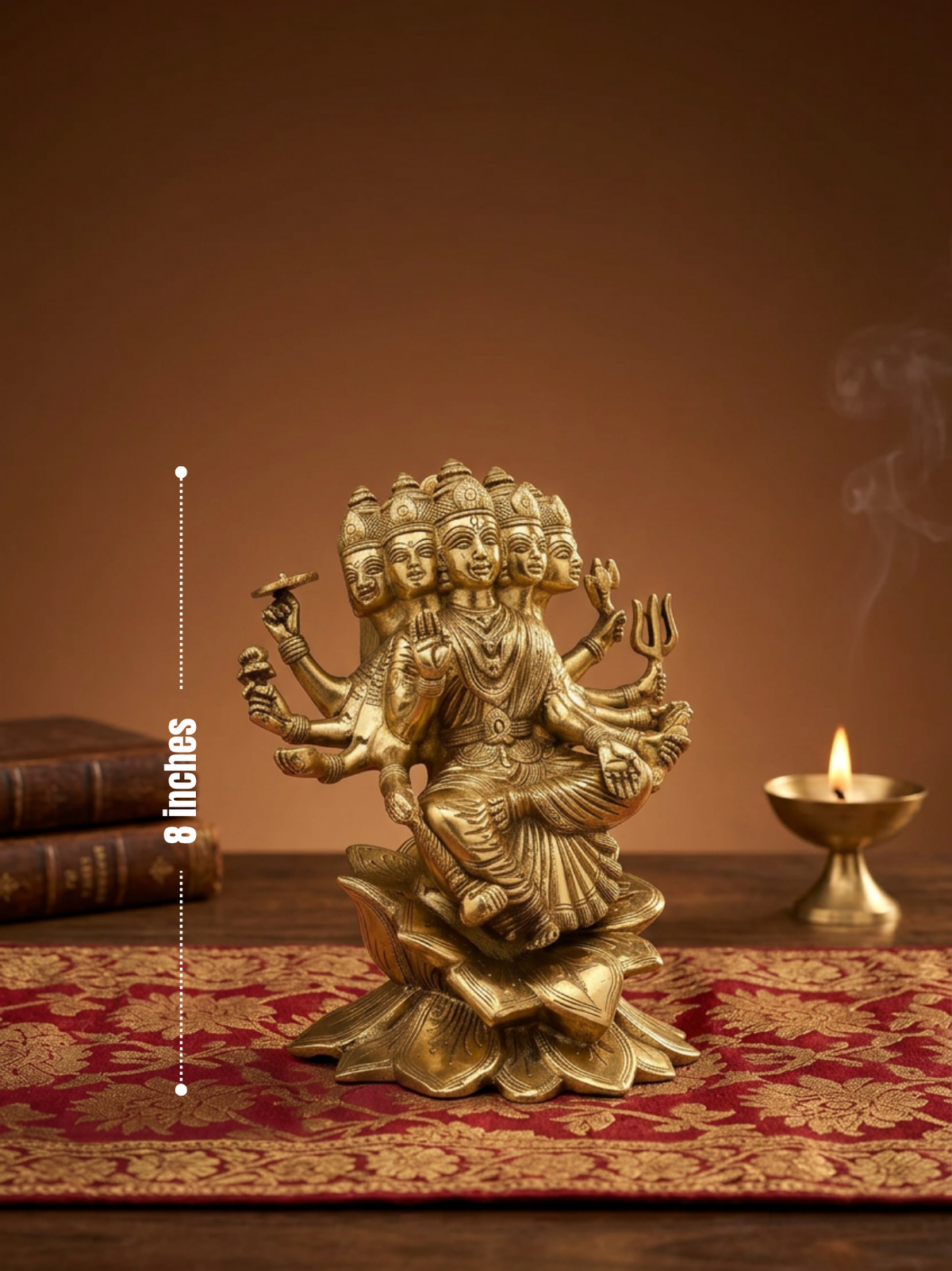 Gayatri Mata Brass Murti 8 Inch Premium Handcrafted Idol for Home Temple