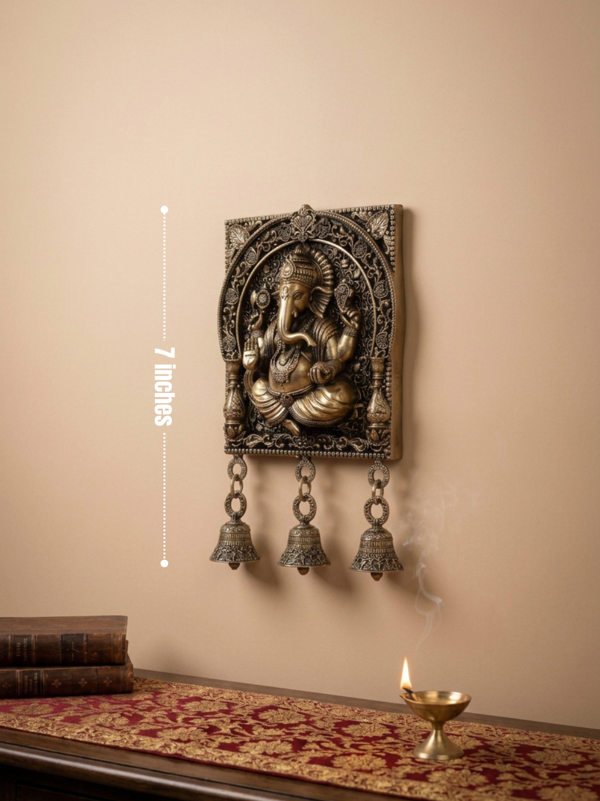 Ashtadhatu Chaturbhuj Ganesh Door Hanging Bells
