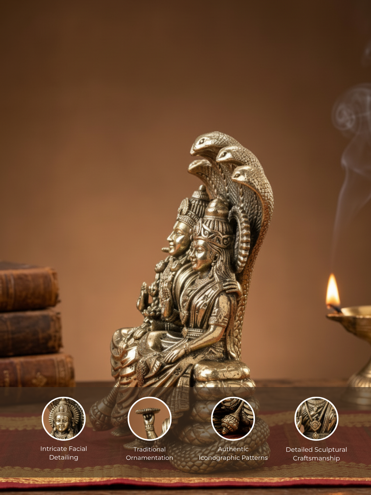Laxmi Narayan Sitting on Sheshnaag Ashtadhatu Idol – The Cosmic Repose