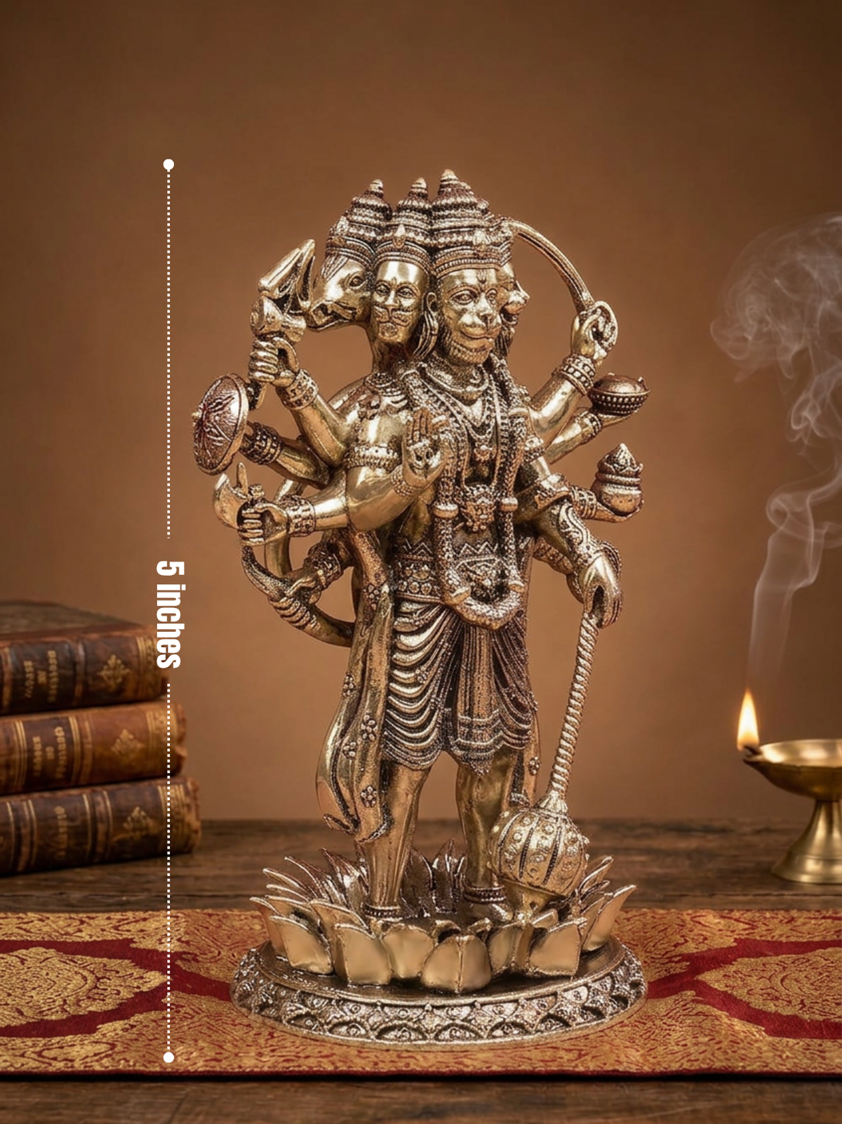 Standing Panchmukhi Hanuman Ashtadhatu Idol Energised Five-Faced Hanuman Murti