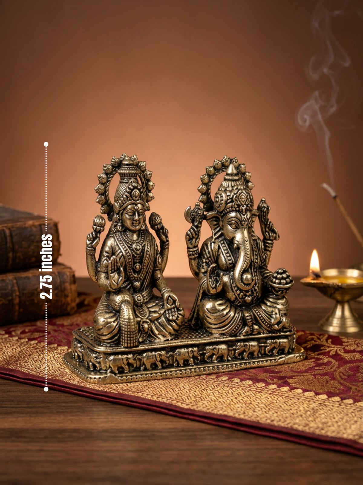 Lakshmi Ganesh on Pedestal Ashtadhatu Idol Energised Duo Murti for Home and Office