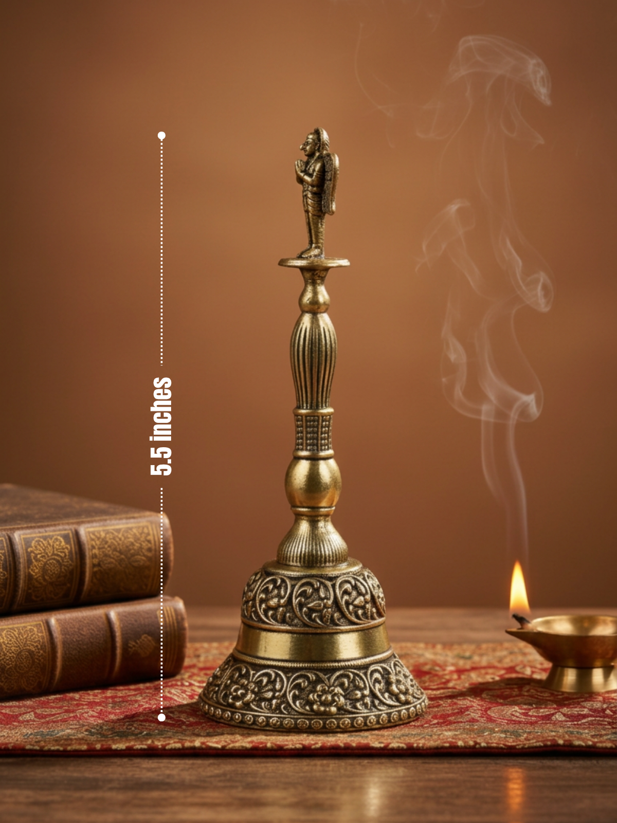 Ashtadhatu Standing Garud Puja Ghanti - Sacred Bell for Vishnu Pooja
