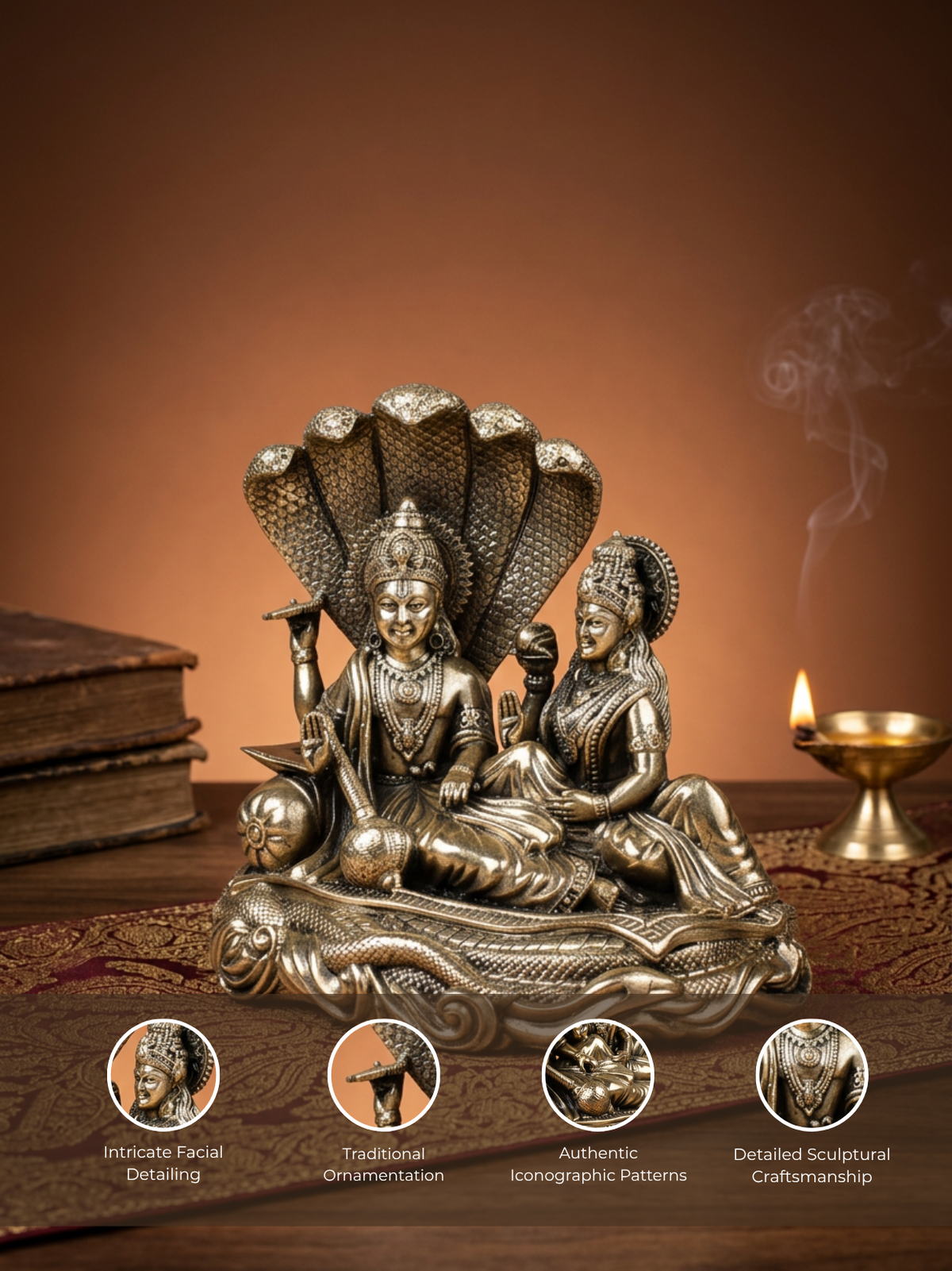 Anant Vishnu Lakshmi Sheshnaag Ashtadhatu Idol Energised Ananta Shesha Murti