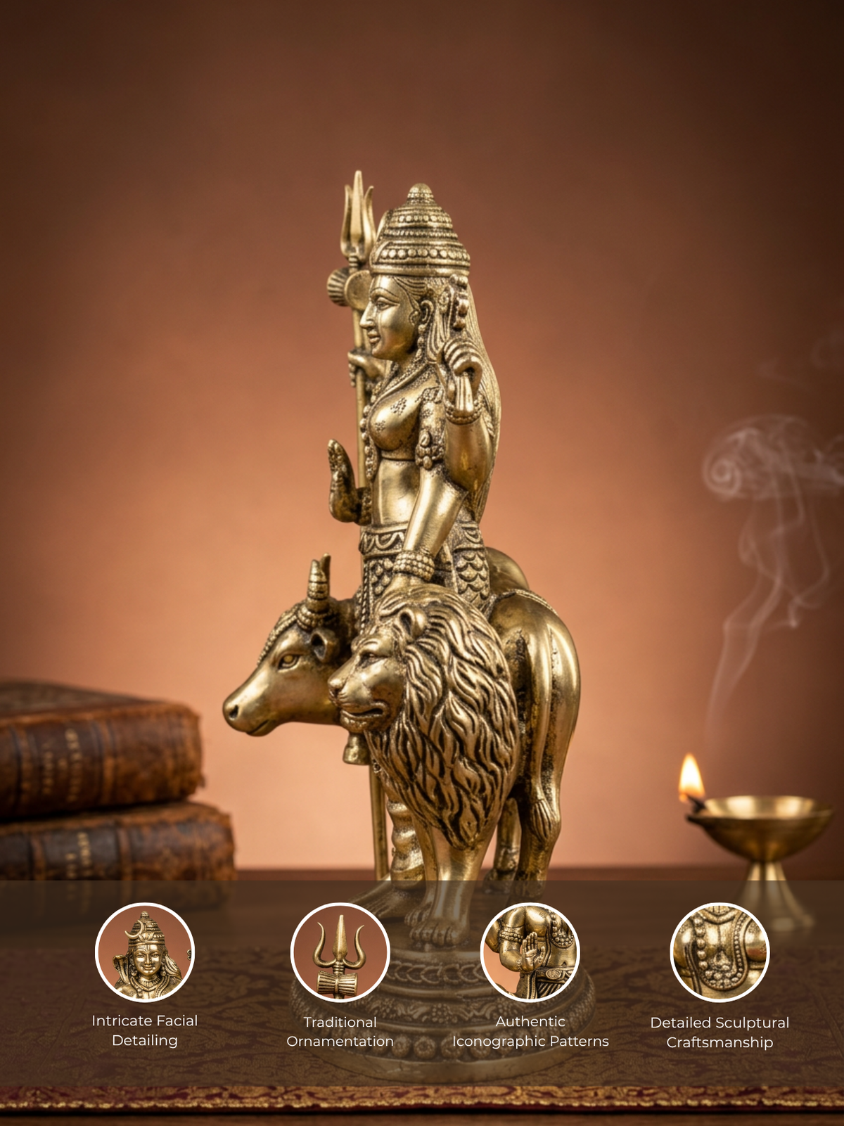Ardhanareshwar Ashtadhatu Idol | Energised Shiva Parvati Half Form Murti