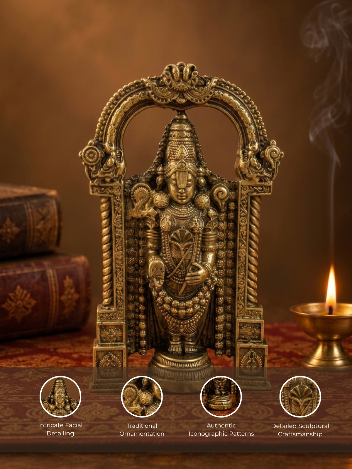Shree Tirupati Balaji Ashtadhatu Idol for Home Temple
