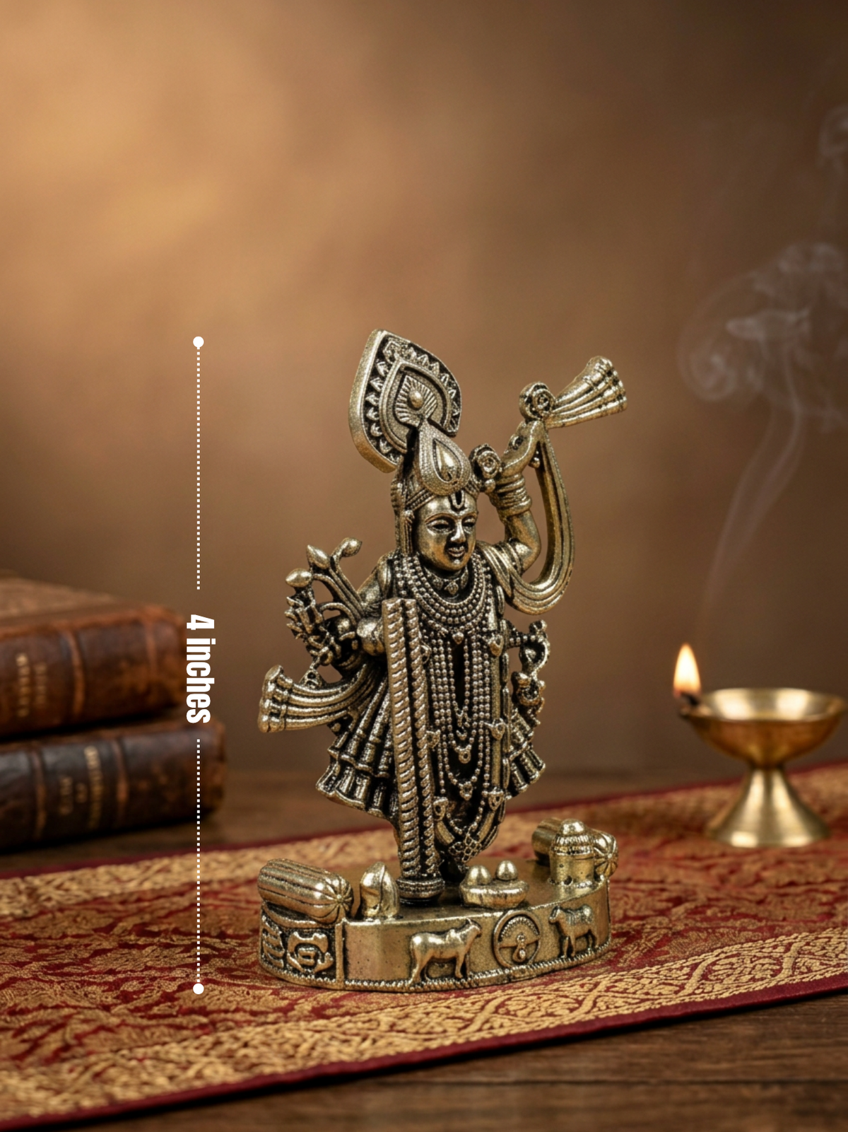Shreenathji Ashtadhatu Idol Energised Nathdwara Krishna Murti for Home Mandir